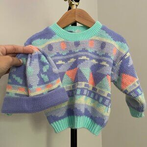 Vintage Galaxie Sweater & Hat Set, Made in France